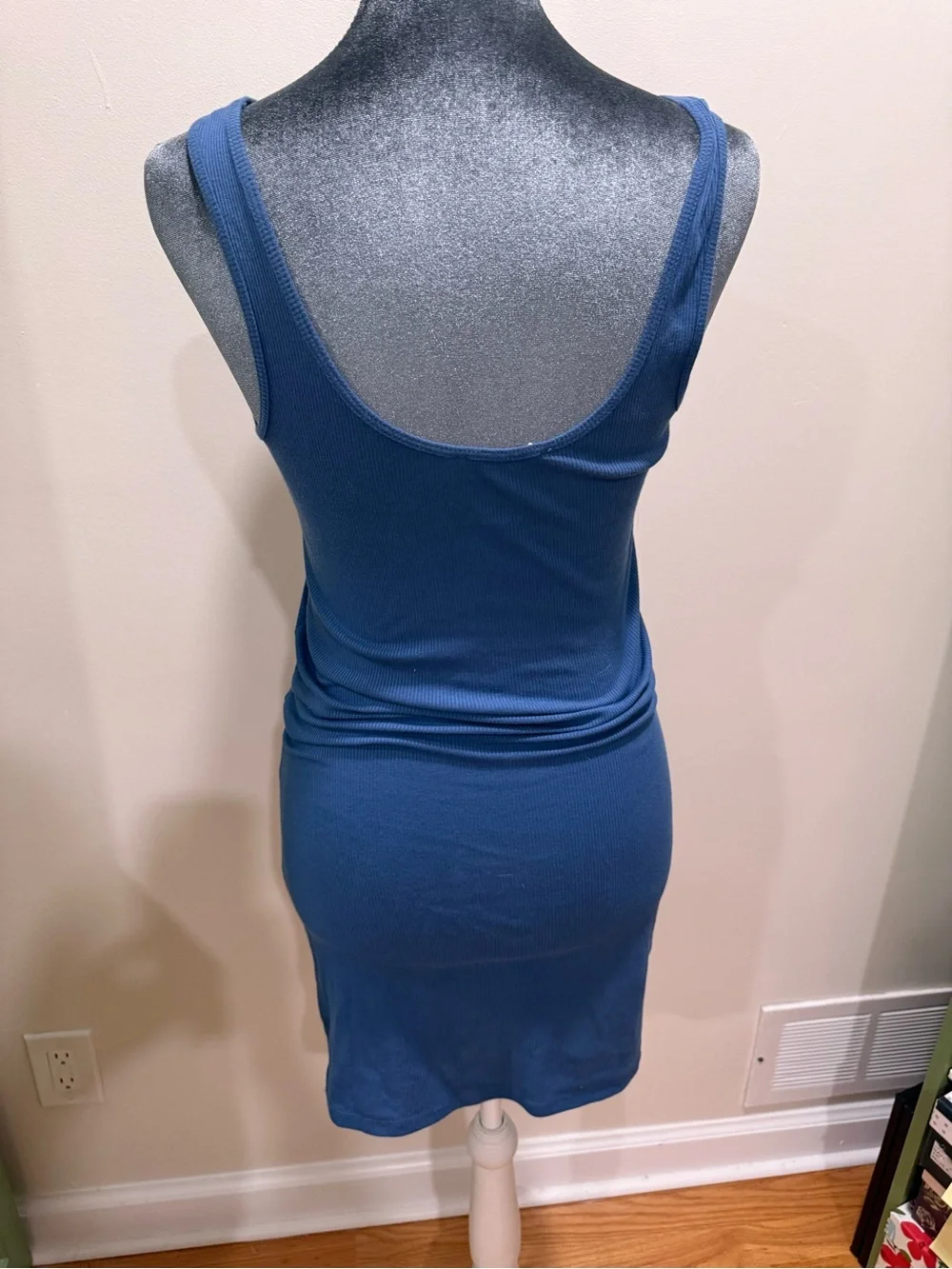 Double Zero Blue Ribbed Tank Dress - Picture 7 of 13